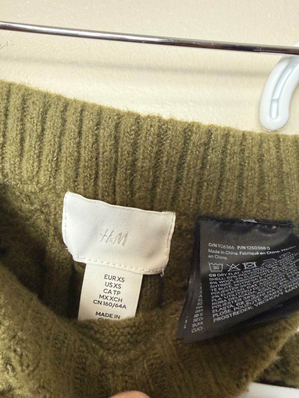 H&M Olive Green Cable Knit Cardigan & Skirt Set XS Matching Co-Ord Cozy Set - Picture 9 of 10
